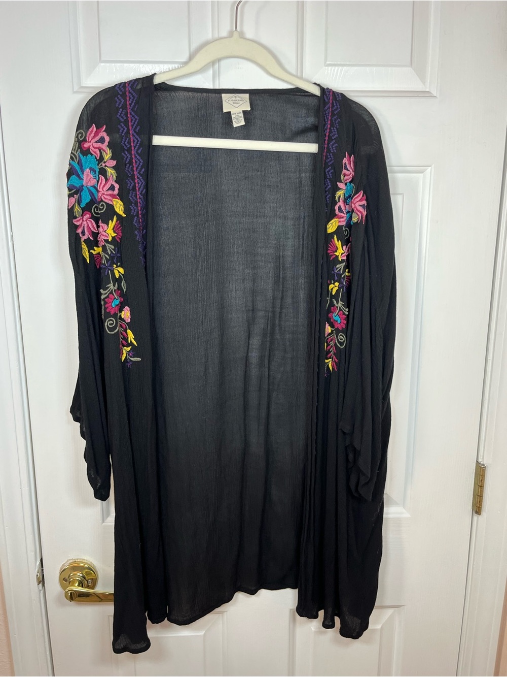 St. John's Bay Black Open-Front Kimono Cardigan
